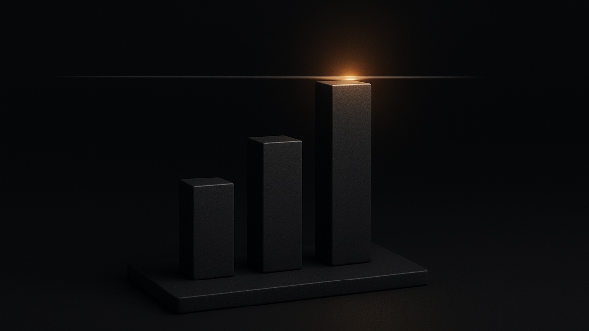 Three dark upright bars of increasing height on a dark base, the tallest pushing past a thin limit line and glowing amber at the point it crosses, the shorter two unlit